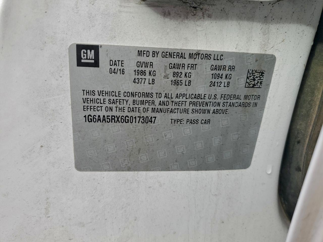 2016 Cadillac Ats VIN: 1G6AA5RX6G0173047 Lot: 94238985