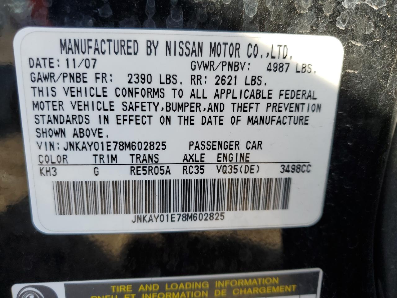 2008 Infiniti M35 Base VIN: JNKAY01E78M602825 Lot: 92383185