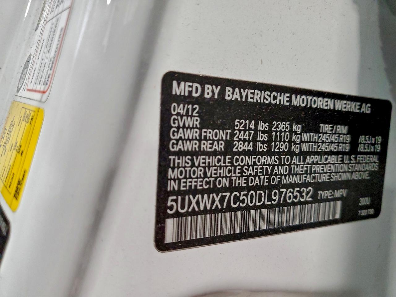 2013 BMW X3 xDrive35I VIN: 5UXWX7C50DL976532 Lot: 94194835