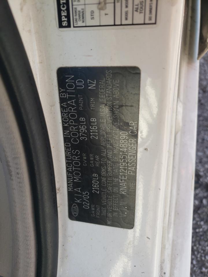 2005 Kia Spectra Lx VIN: KNAFE121955148890 Lot: 91065485