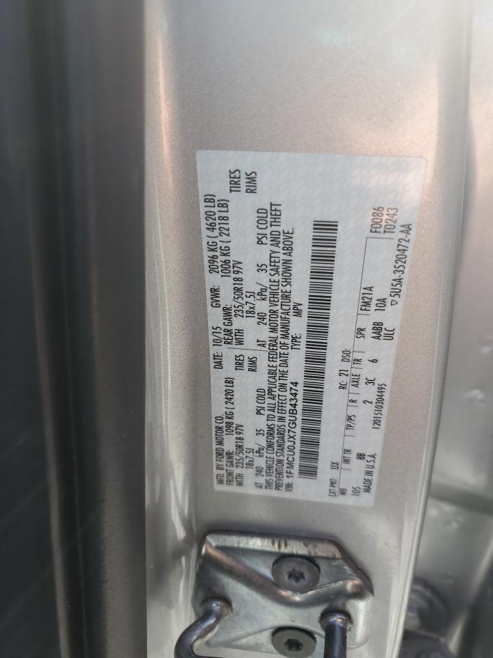 2016 Ford Escape Titanium VIN: 1FMCU0JX7GUB43474 Lot: 91359715