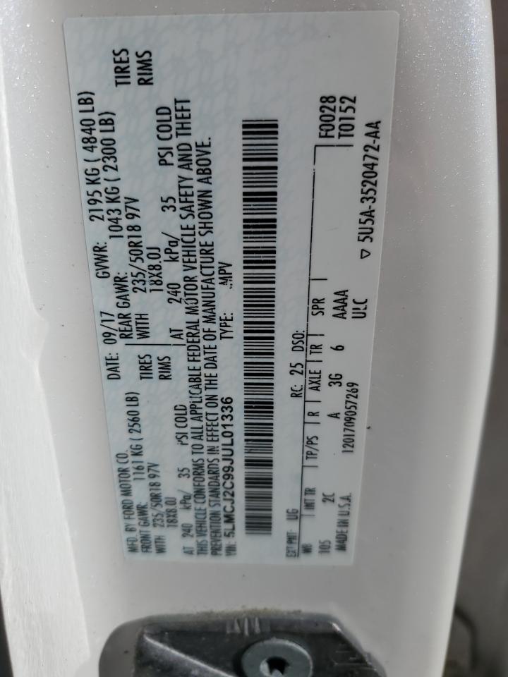 2018 Lincoln Mkc Select VIN: 5LMCJ2C99JUL01336 Lot: 91340455