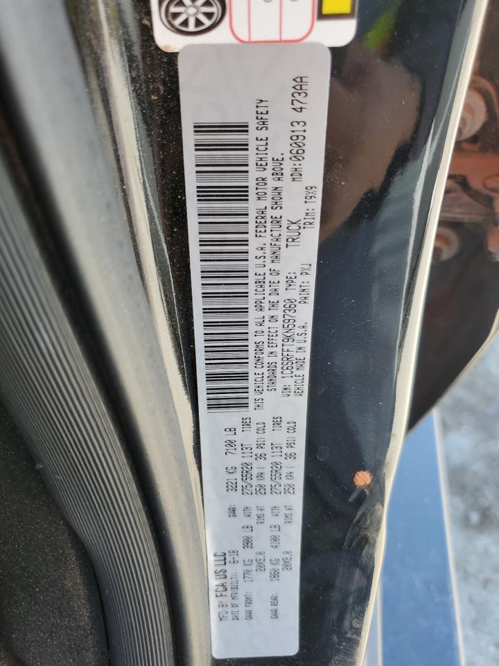 2019 Ram 1500 Big Horn/Lone Star VIN: 1C6SRFFT9KN597360 Lot: 91424285