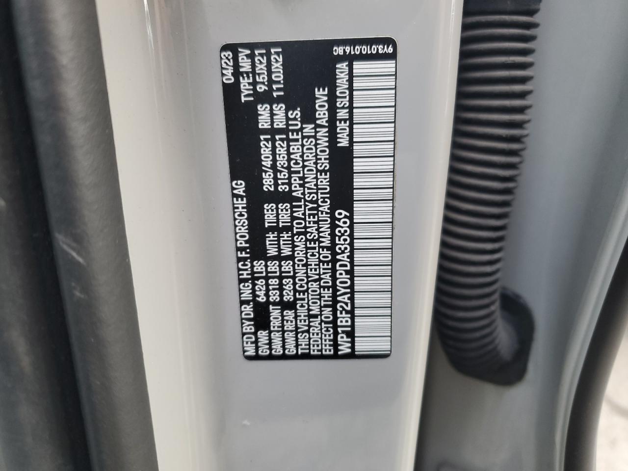 2023 Porsche Cayenne Turbo Coupe VIN: WP1BF2AY0PDA35369 Lot: 91779895