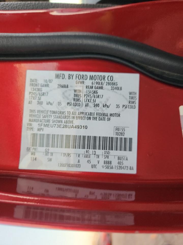 2008 Ford Explorer Xlt VIN: 1FMEU73E28UA49310 Lot: 92825505