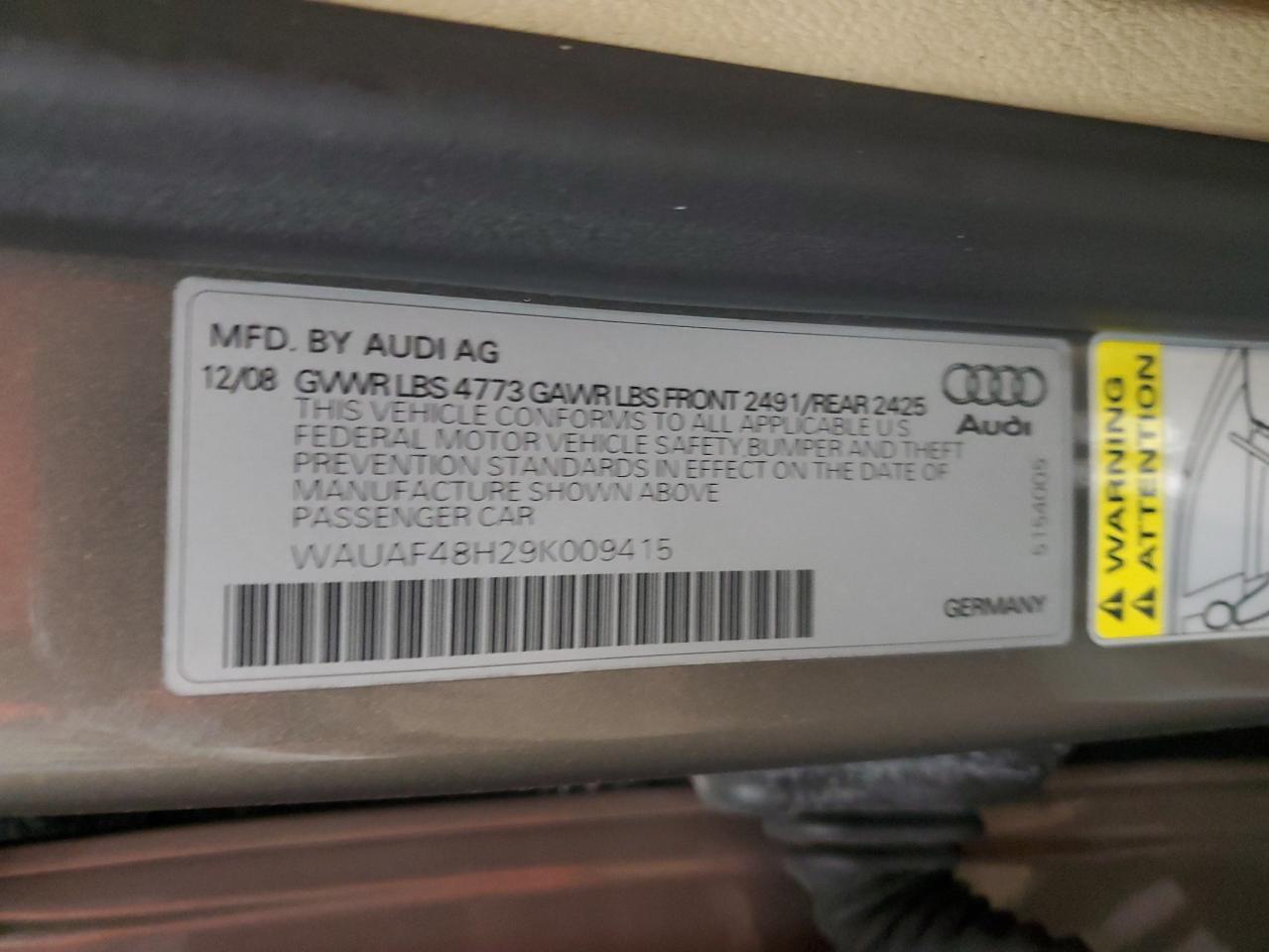 2009 Audi A4 2.0T Cabriolet VIN: WAUAF48H29K009415 Lot: 93830335