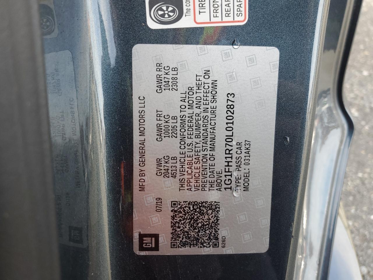 2020 Chevrolet Camaro Ss VIN: 1G1FH1R70L0102873 Lot: 91553705