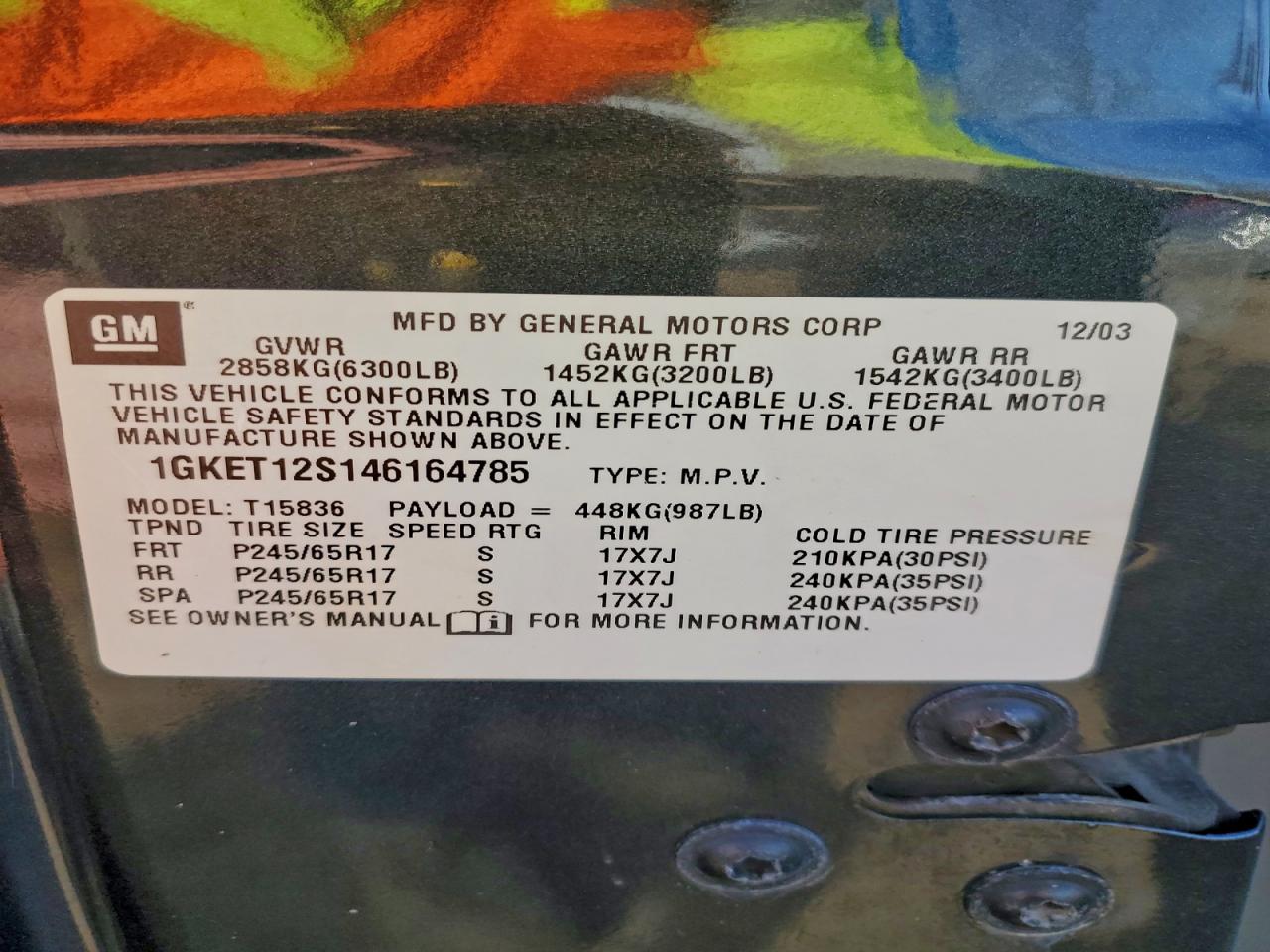 2004 GMC Envoy Xuv VIN: 1GKET12S146164785 Lot: 93714125