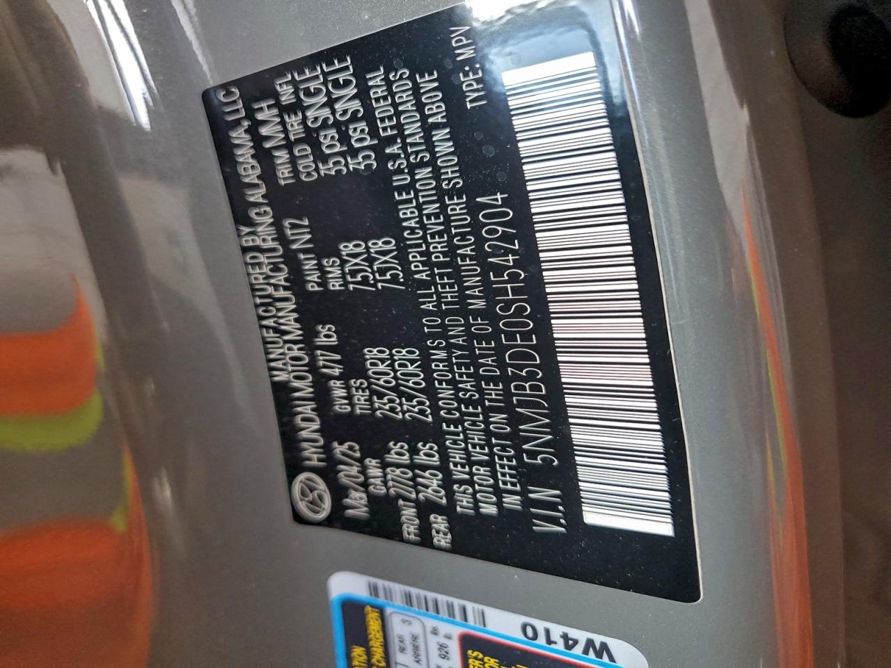 2025 Hyundai Tucson Sel VIN: 5NMJB3DE0SH542904 Lot: 94388515