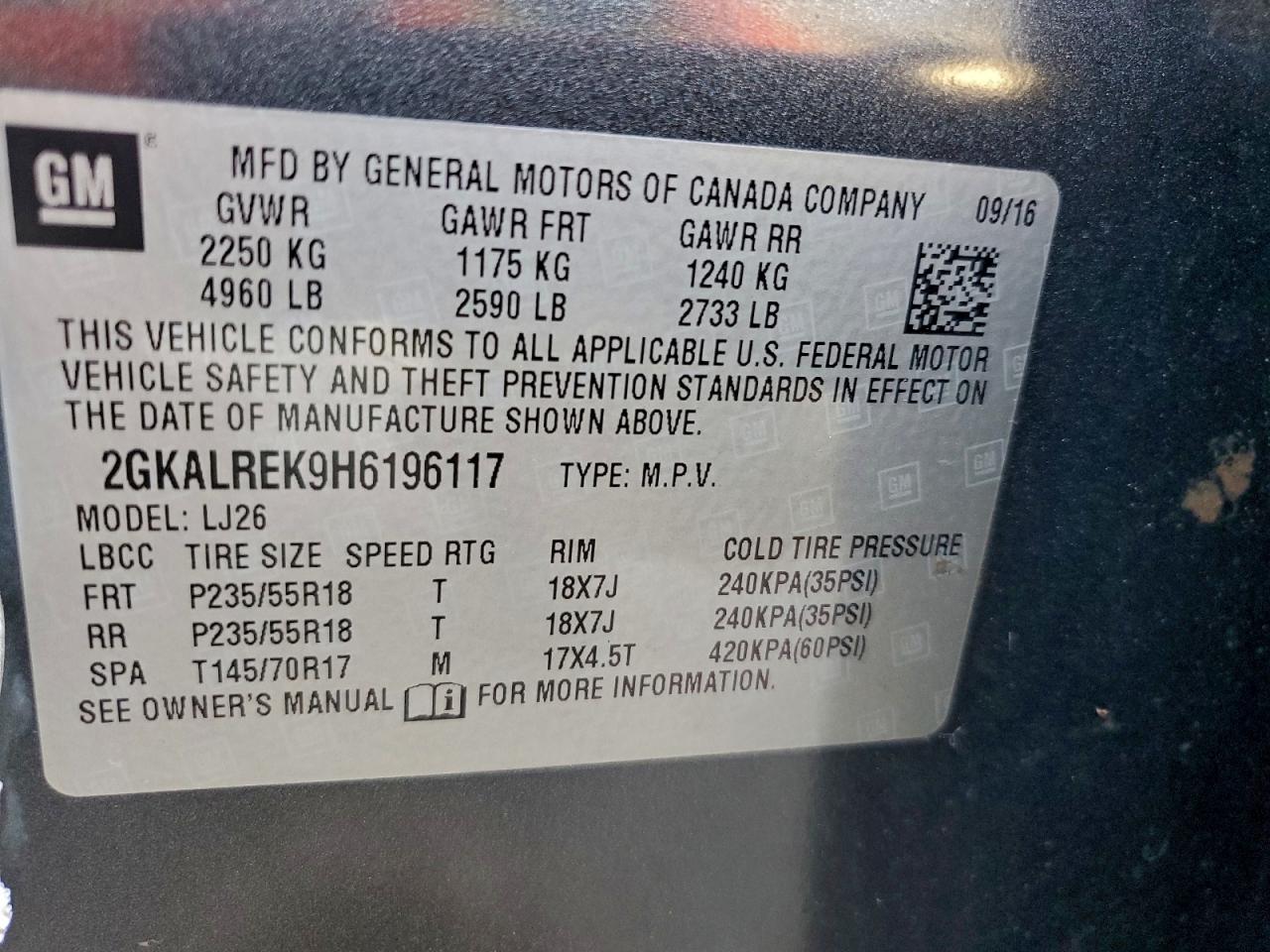 2017 GMC Terrain Denali VIN: 2GKALREK9H6196117 Lot: 93808035