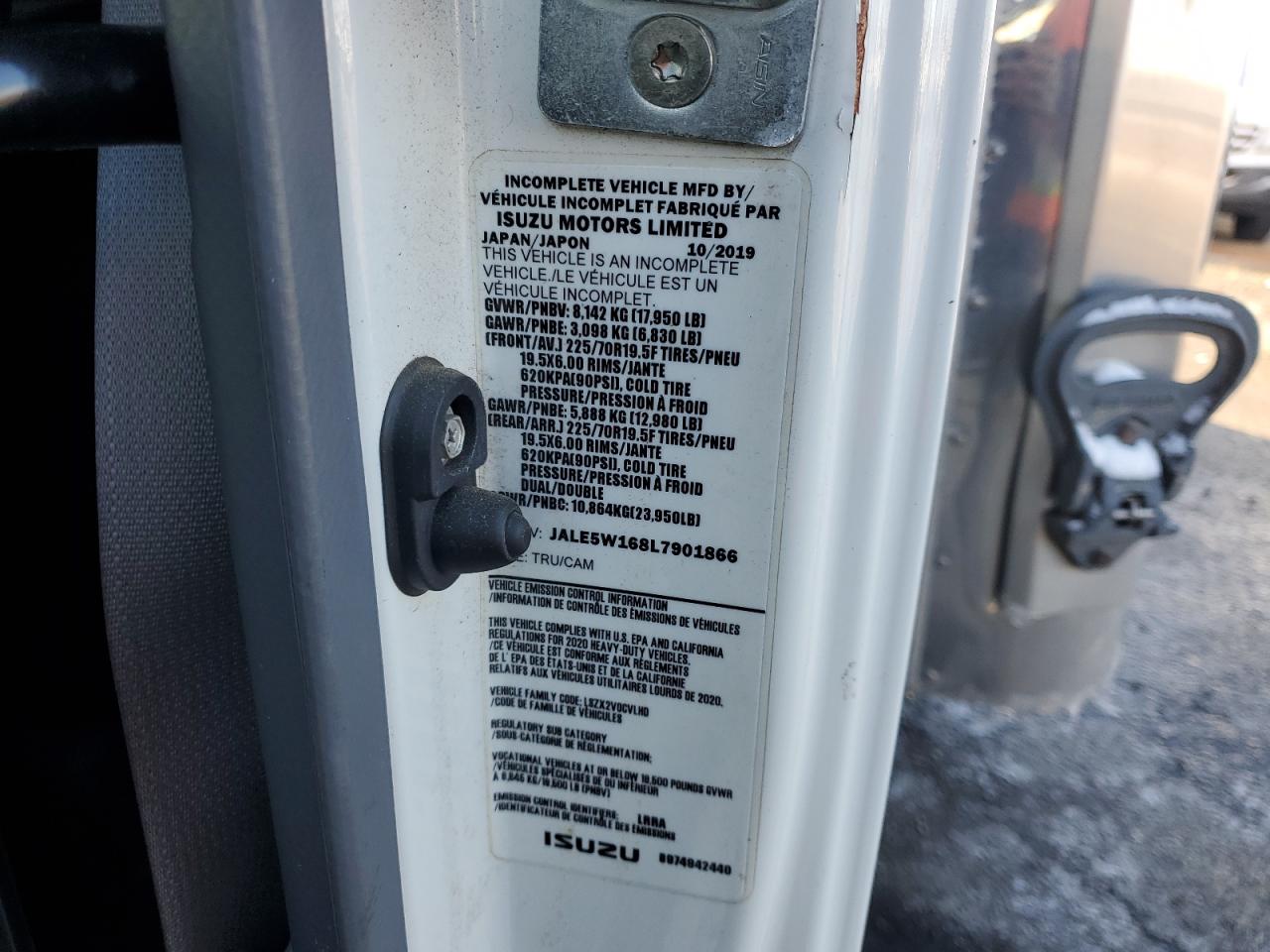 2020 Isuzu Nqr Refrigerated Box Truck VIN: JALE5W168L7901866 Lot: 92112195