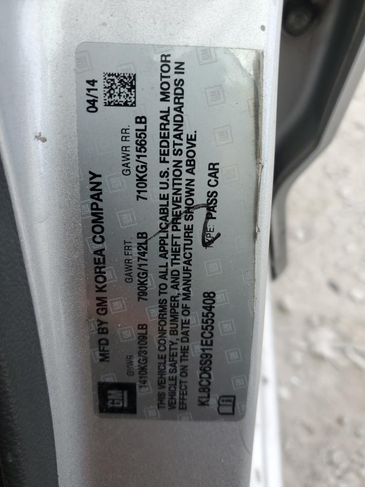 2014 Chevrolet Spark 1Lt VIN: KL8CD6S91EC555408 Lot: 93145245