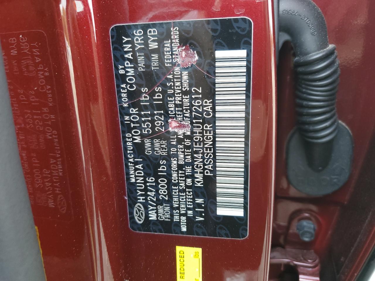 2017 Genesis G80 Base VIN: KMHGN4JE9HU172612 Lot: 91205185