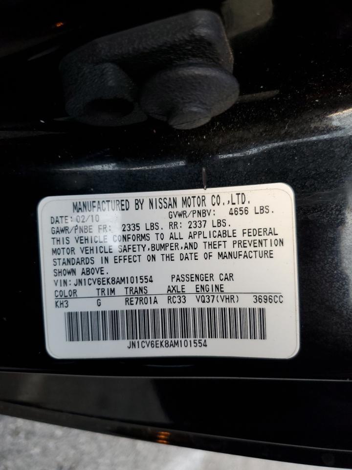 2010 Infiniti G37 Base VIN: JN1CV6EK8AM101554 Lot: 93026165