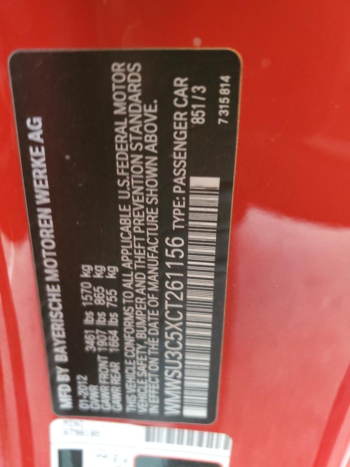 2012 Mini Cooper VIN: WMWSU3C5XCT261156 Lot: 91662095