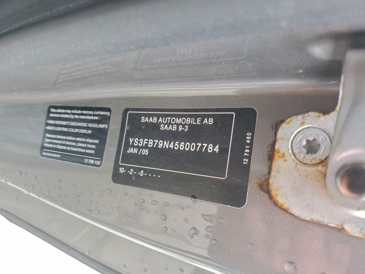 2005 Saab 9-3 Linear VIN: YS3FB79N456007784 Lot: 94525455