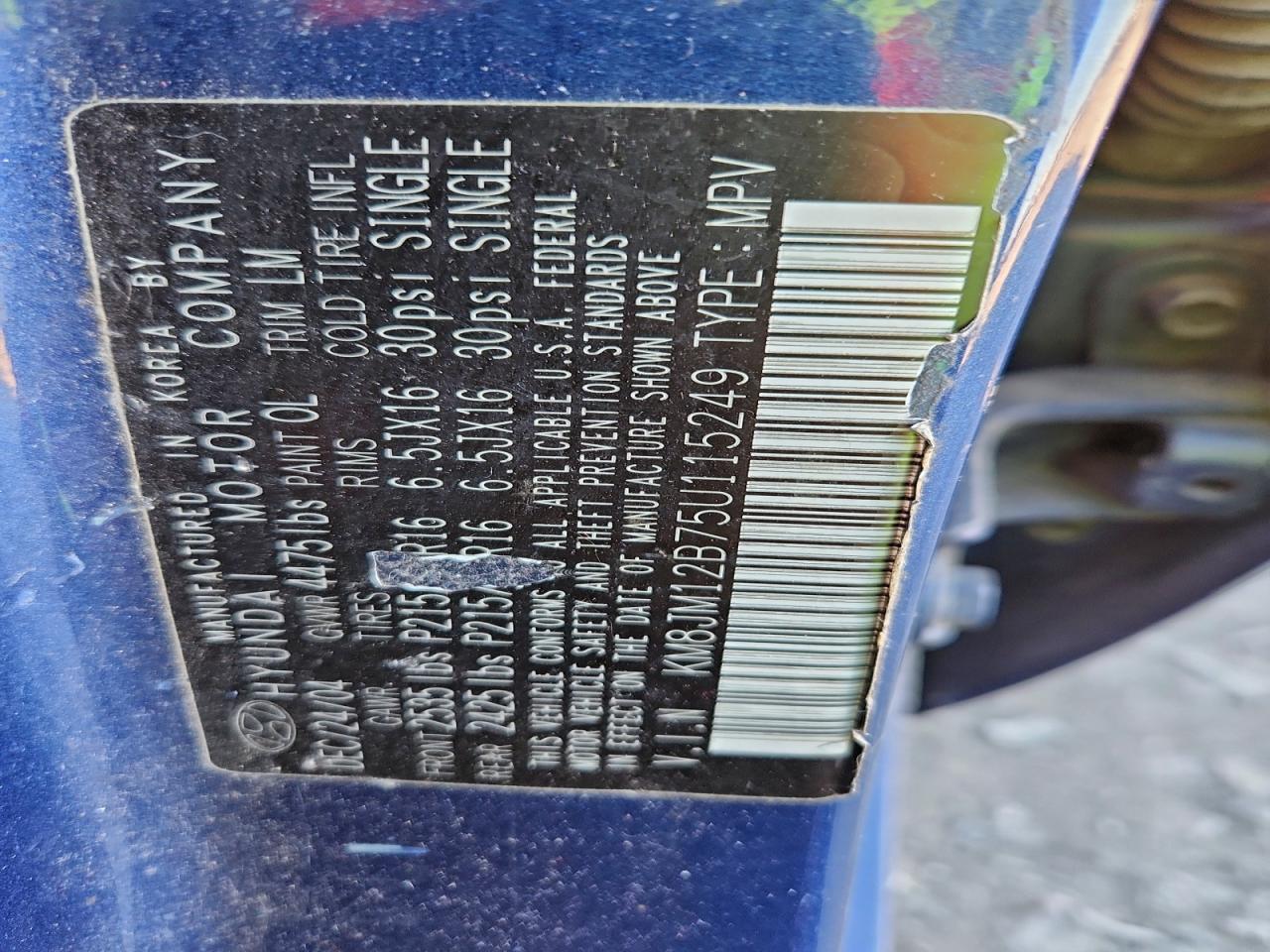 2005 Hyundai Tucson Gl VIN: KM8JM12B75U115249 Lot: 94705575