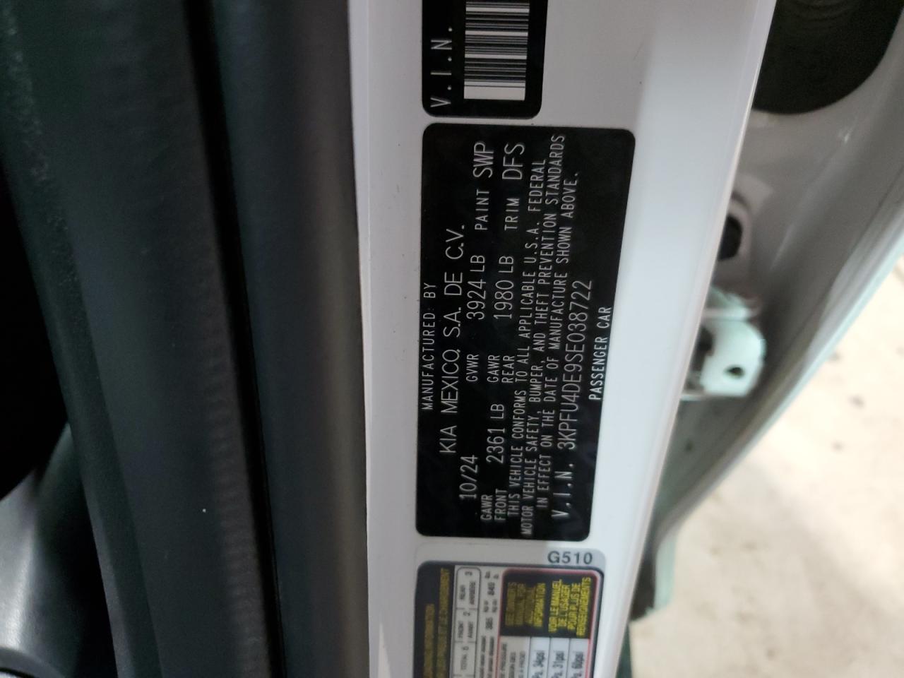 2025 Kia K4 Ex VIN: 3KPFU4DE9SE038722 Lot: 93719135