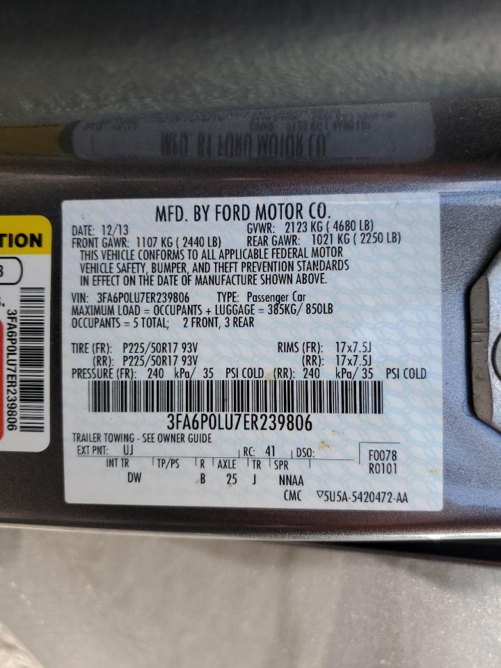 2014 Ford Fusion Se Hybrid VIN: 3FA6P0LU7ER239806 Lot: 93069495