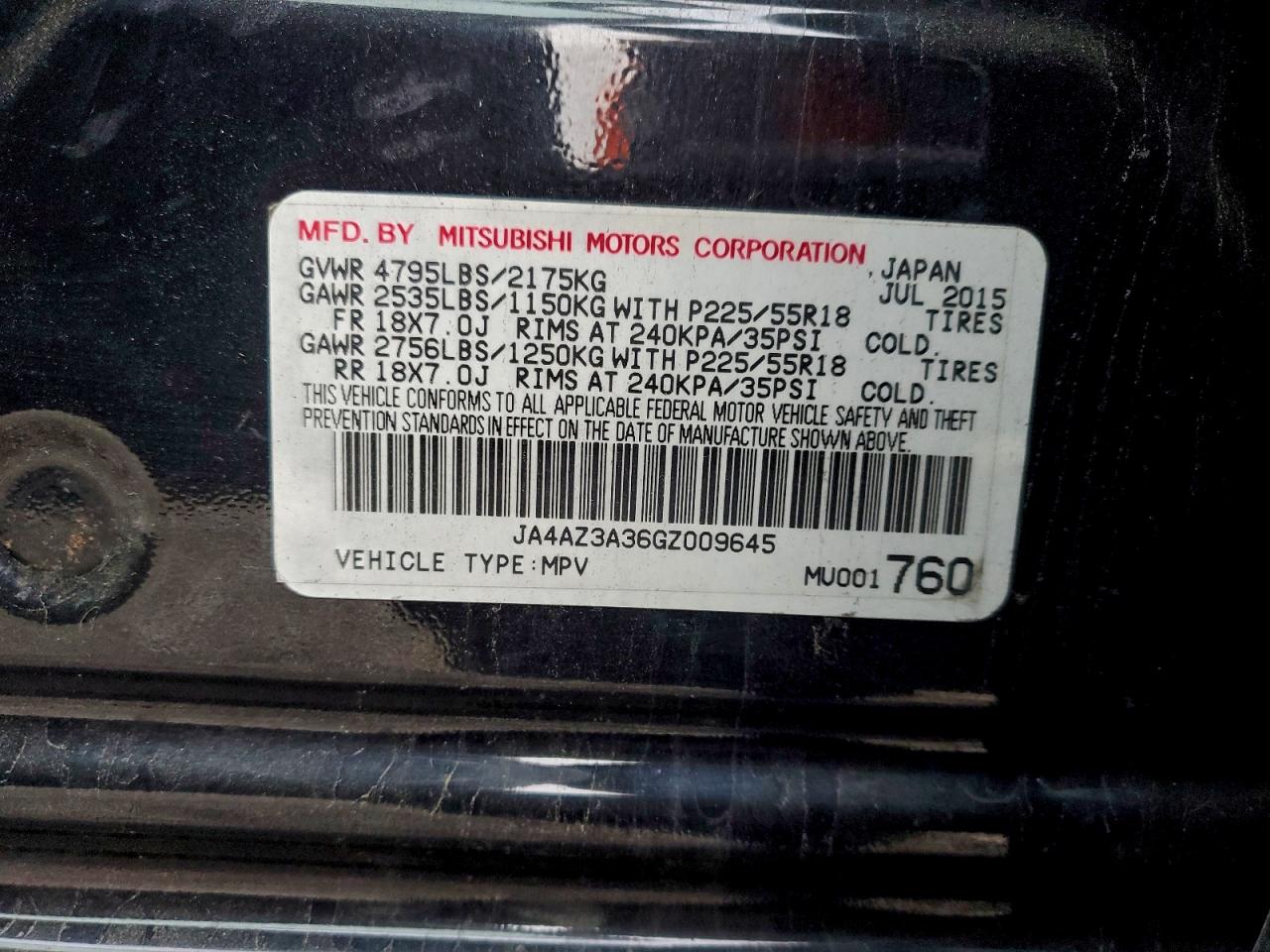 2016 Mitsubishi Outlander Se VIN: JA4AZ3A36GZ009645 Lot: 93819475