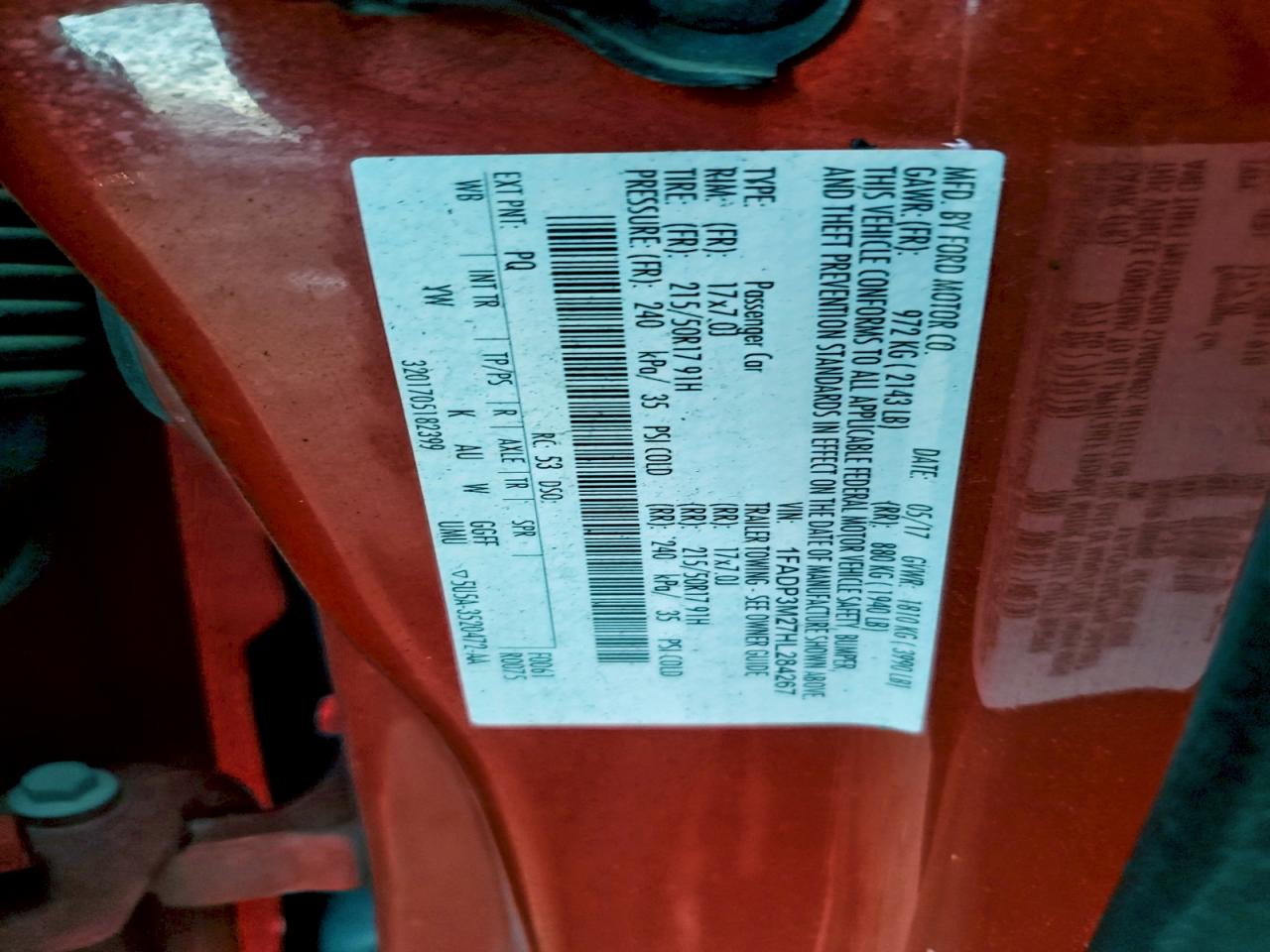 2017 Ford Focus Sel VIN: 1FADP3M27HL284267 Lot: 94186535