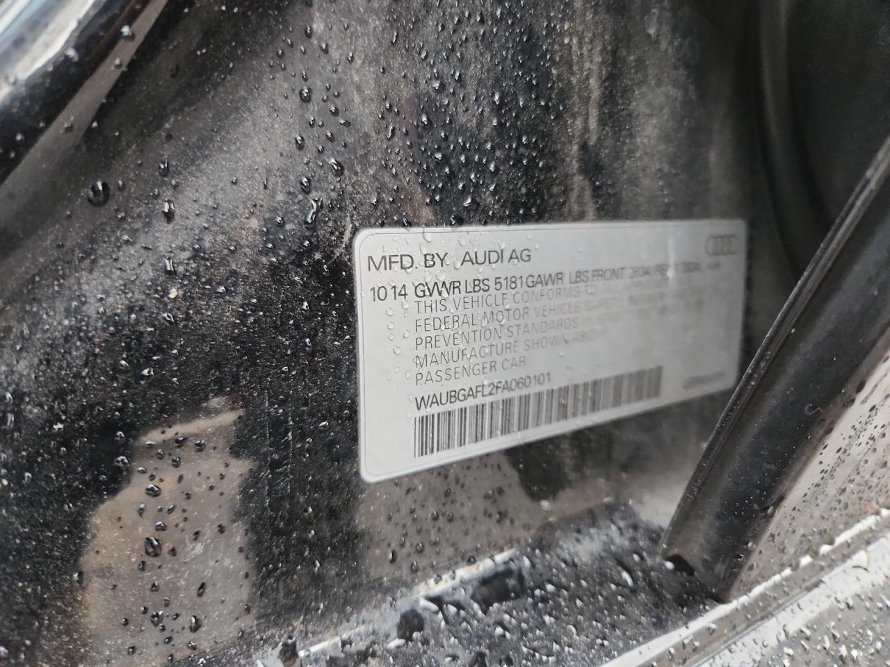 2015 Audi S4 Premium Plus VIN: WAUBGAFL2FA060101 Lot: 93384585