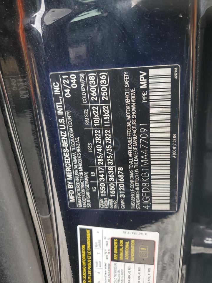 2021 Mercedes-Benz Gle Coupe 63 S 4Matic Amg VIN: 4JGFD8KB1MA477091 Lot: 92501995