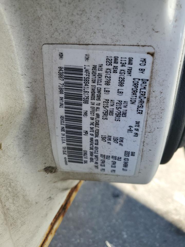 2001 Jeep Cherokee Classic VIN: 1J4FF58S41L617598 Lot: 92392105