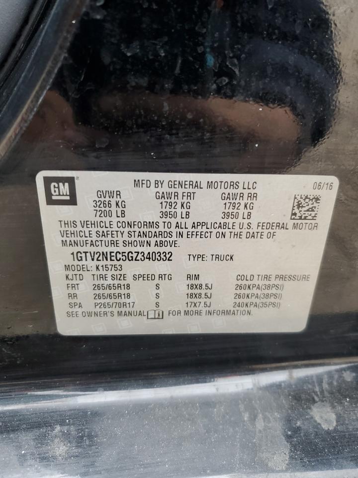 2016 GMC Sierra K1500 Slt VIN: 1GTV2NEC5GZ340332 Lot: 92469775