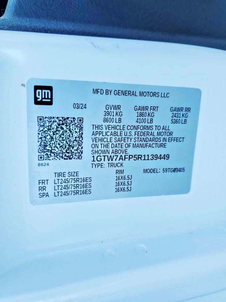 2024 GMC Savana Delivery Van VIN: 1GTW7AFP5R1139449 Lot: 92138855