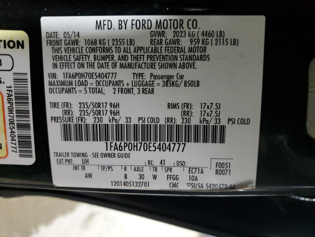 2014 Ford Fusion Se VIN: 1FA6P0H70E5404777 Lot: 92221945