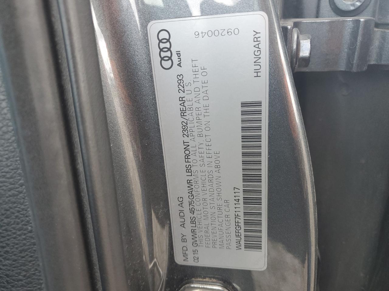 2015 Audi A3 Premium Plus VIN: WAUEFGFF7F1114117 Lot: 92858175