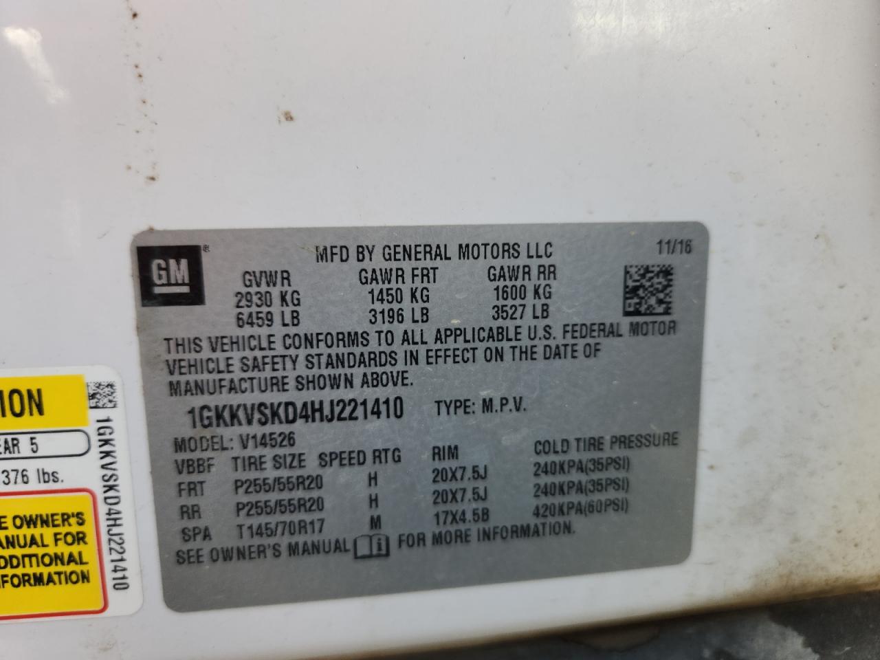 2017 GMC Acadia Limited Slt-2 VIN: 1GKKVSKD4HJ221410 Lot: 92937495