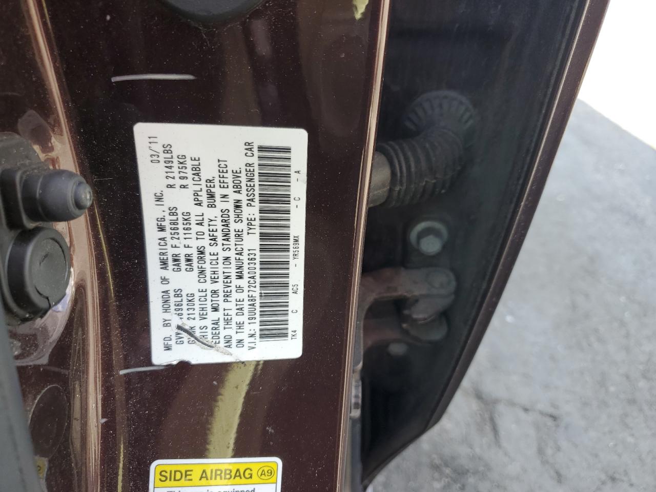 2012 Acura Tl VIN: 19UUA8F72CA003631 Lot: 92792805