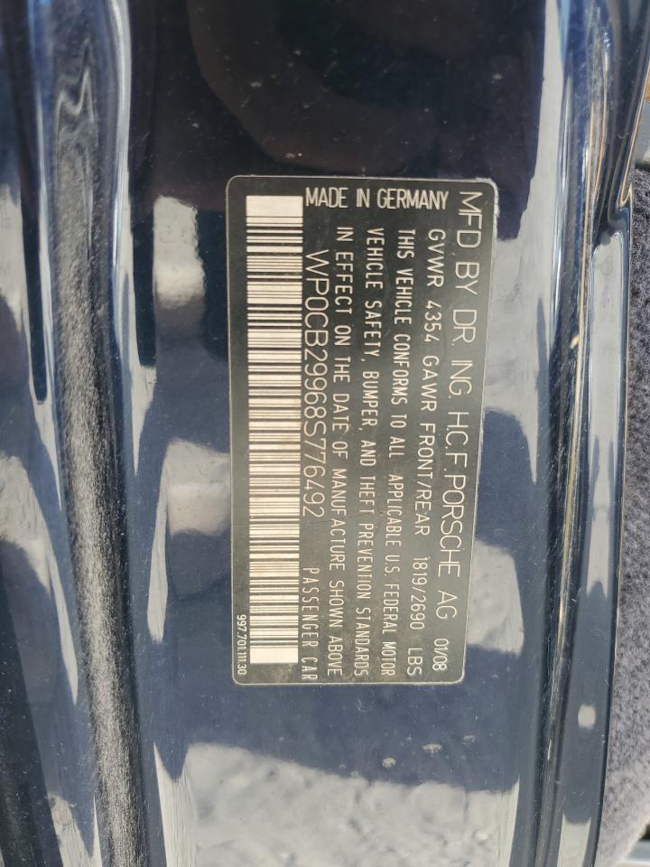 2008 Porsche 911 Carrera S Cabriolet VIN: WP0CB29968S776492 Lot: 93524725