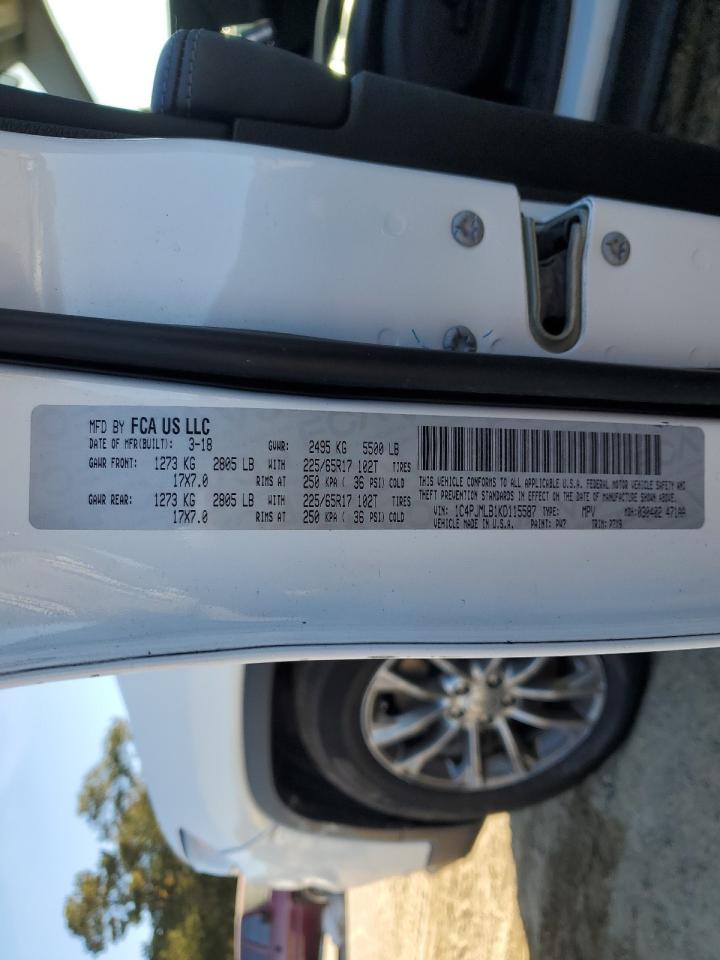 2019 Jeep Cherokee Latitude Plus VIN: 1C4PJMLB1KD115587 Lot: 91466685