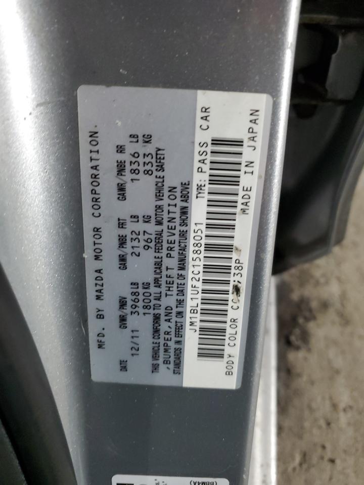 2012 Mazda 3 I VIN: JM1BL1UF2C1588051 Lot: 93337885