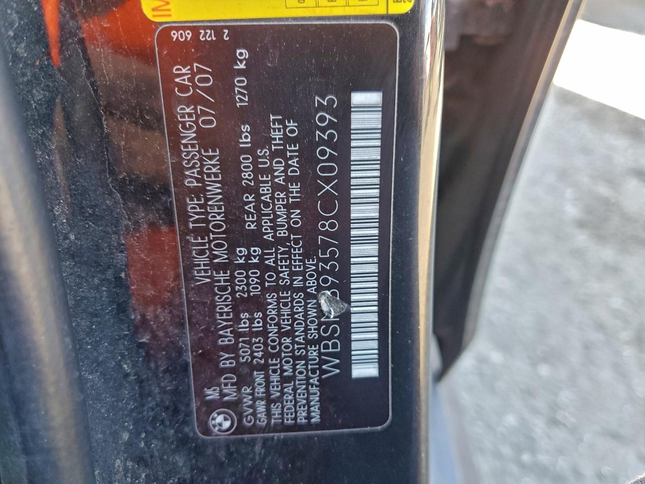 2008 BMW M5 VIN: WBSNB93578CX09393 Lot: 94525985