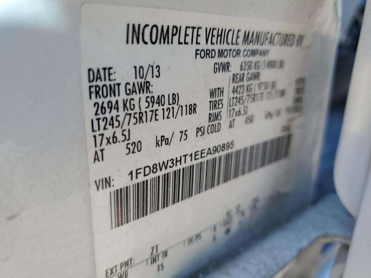 2014 Ford F350 Super Duty Flatbed Truck VIN: 1FD8W3HT1EEA90895 Lot: 92166675