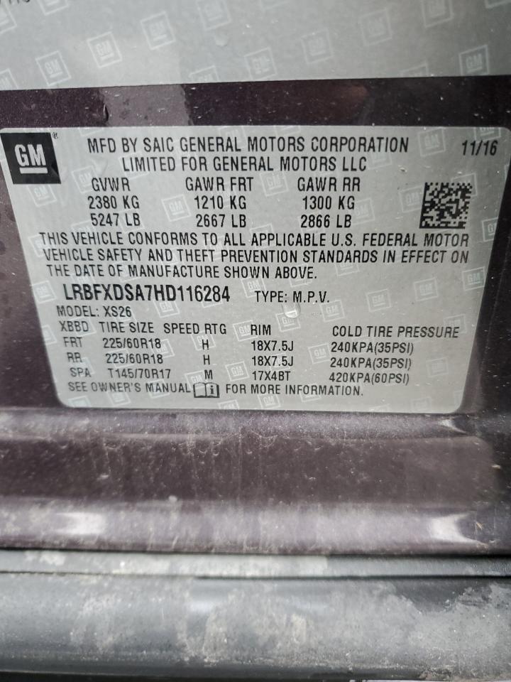 2017 Buick Envision Essence VIN: LRBFXDSA7HD116284 Lot: 93311905