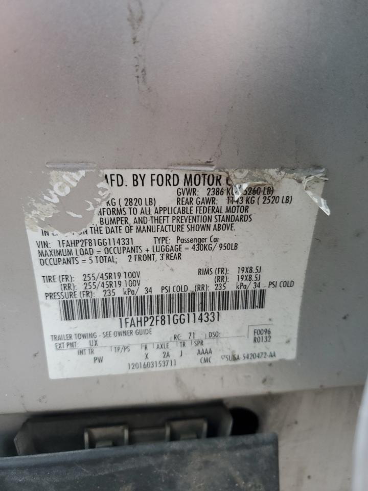 2016 Ford Taurus Limited VIN: 1FAHP2F81GG114331 Lot: 91321755