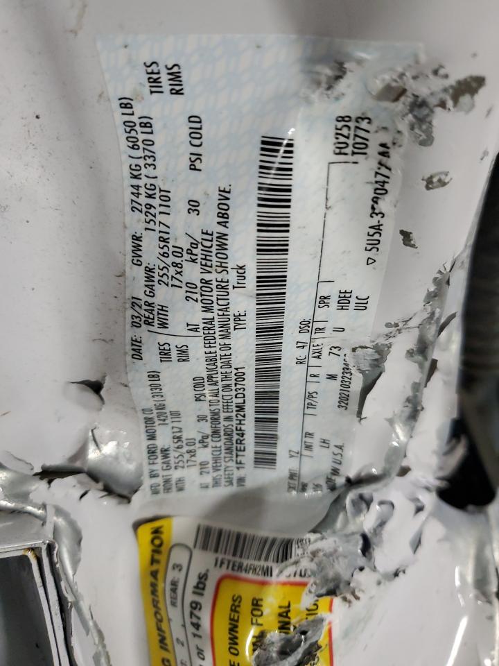 2021 Ford Ranger Xl VIN: 1FTER4FH2MLD37001 Lot: 91439995