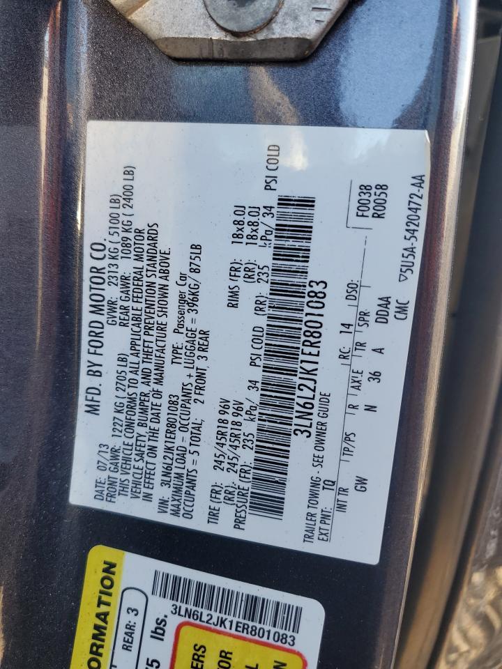 2014 Lincoln Mkz VIN: 3LN6L2JK1ER801083 Lot: 93606815