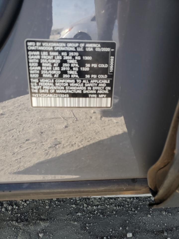 2020 Volkswagen Atlas Cross Sport Se VIN: 1V21C2CA8LC213243 Lot: 92942125