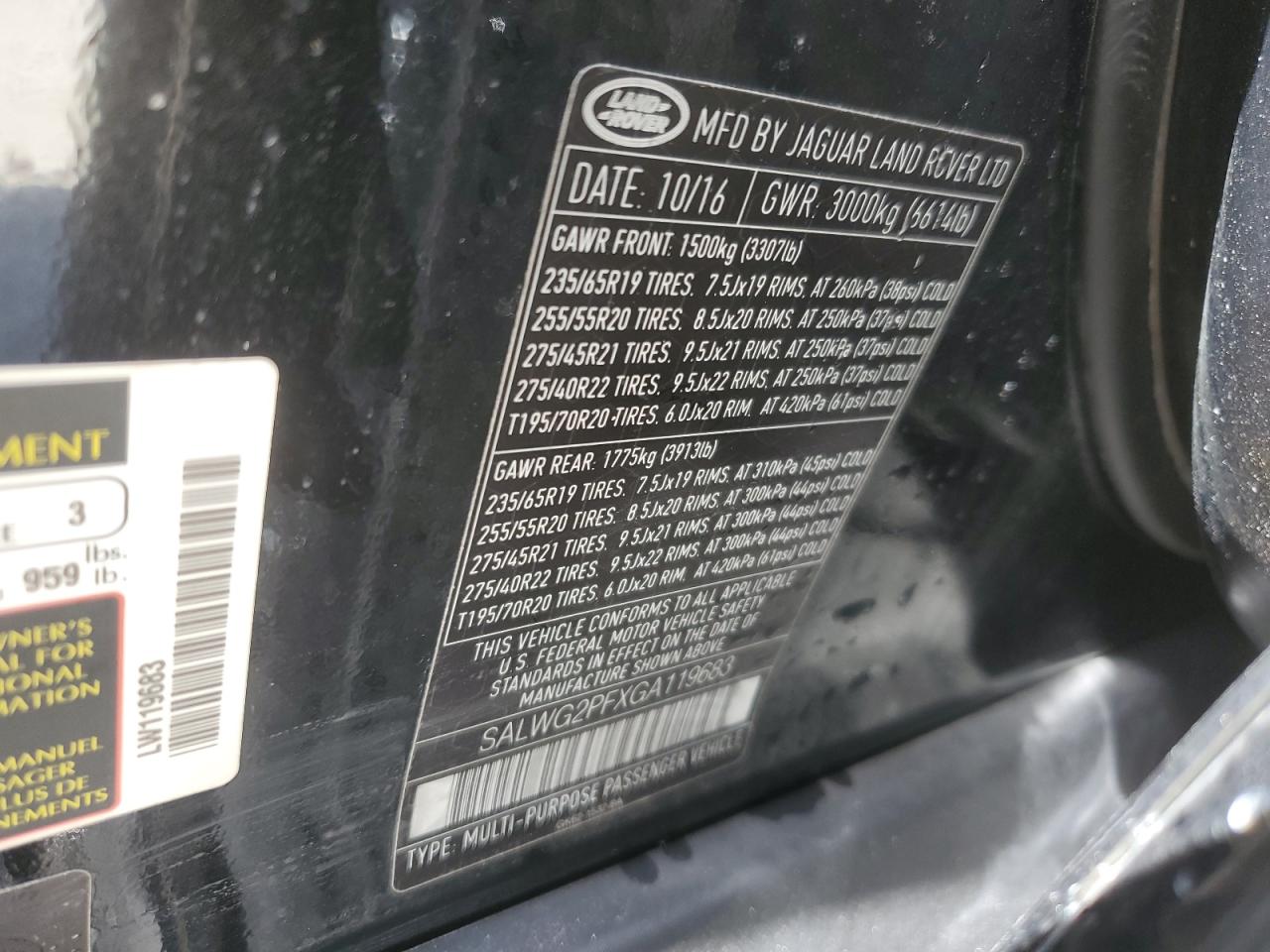 2016 Land Rover Range Rover Sport Se VIN: SALWG2PFXGA119683 Lot: 91888965