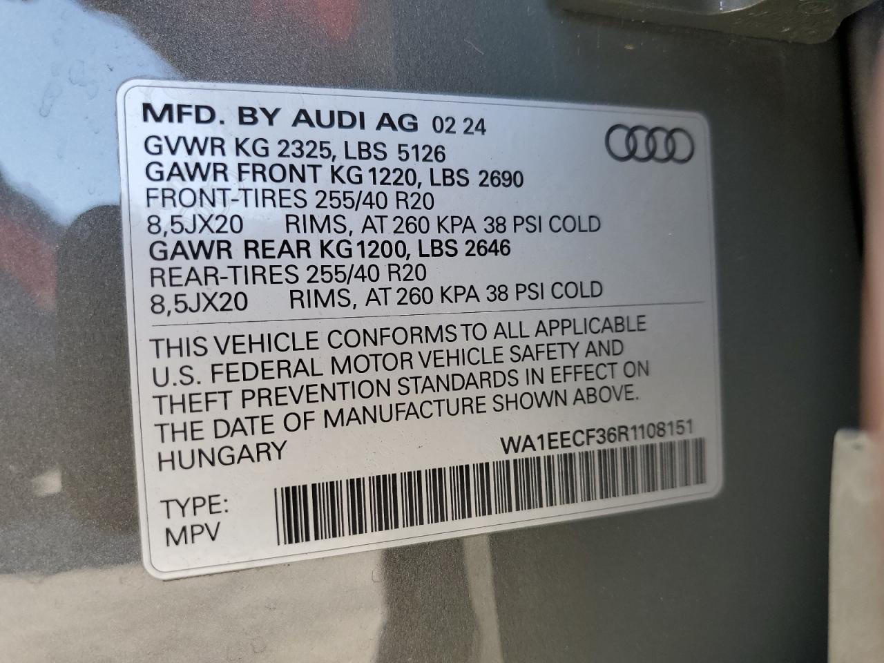 2024 Audi Q3 Premium Plus S Line 45 VIN: WA1EECF36R1108151 Lot: 93688735
