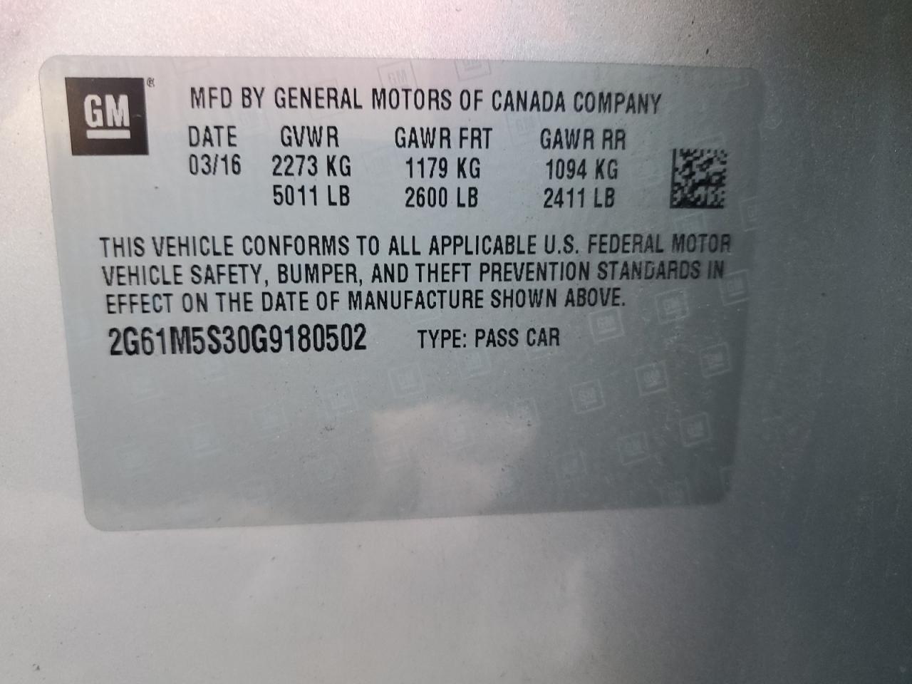 2016 Cadillac Xts Luxury Collection VIN: 2G61M5S30G9180502 Lot: 91486345