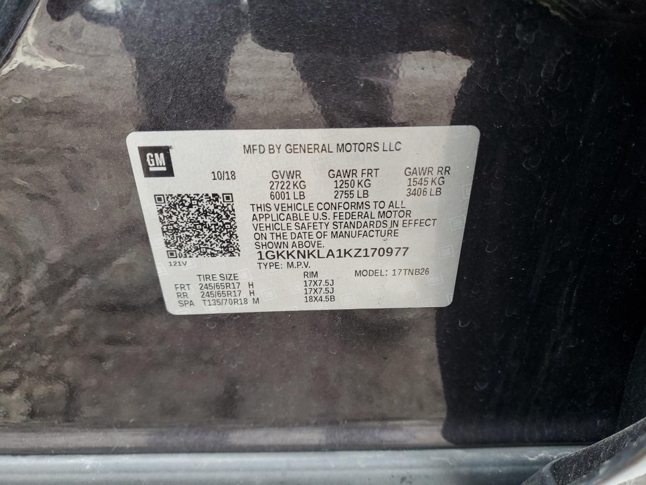 2019 GMC Acadia Sle VIN: 1GKKNKLA1KZ170977 Lot: 92469635