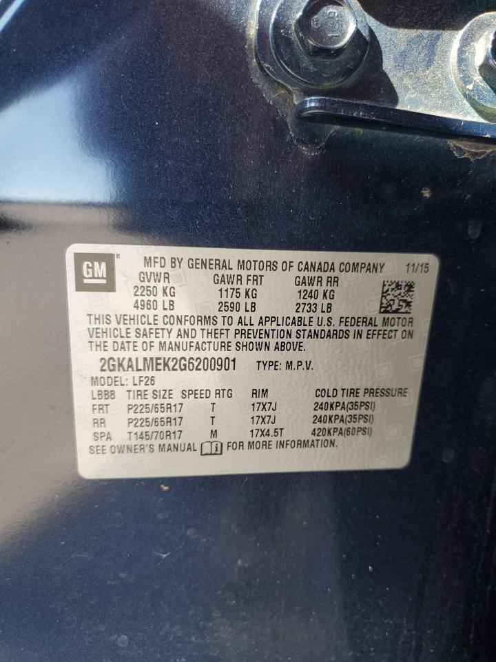 2016 GMC Terrain Sle VIN: 2GKALMEK2G6200901 Lot: 93489985