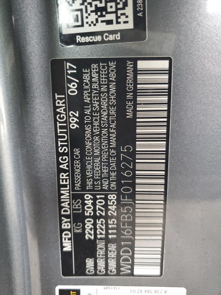 2018 Mercedes-Benz E 400 VIN: WDD1J6FB5JF016275 Lot: 93286115